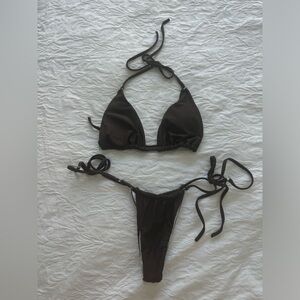 Brown triangle Bikini with cheeky bottoms size Medium
